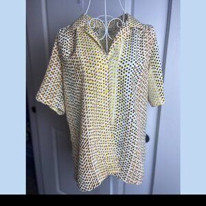 Donna Kenny Classics Womens Shirt Vintage Polka Dot Button Down Shirt SZ-LG